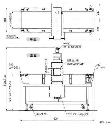Ａ＆Ｄ アルミ箔･缶包材用金属検出機 MS7Tシリーズ外観図