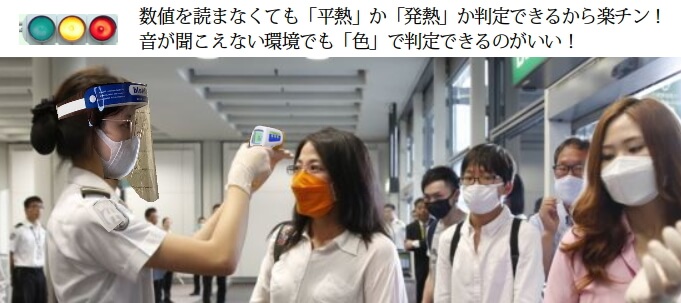 新型コロナウイルス対策サトテック アラーム機能つき非接触温度計サーモチェッカーR2で検温