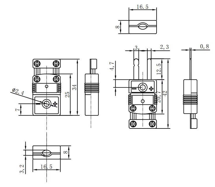 ケーブルクランプ付ミニコネクタ STPW-CC シリーズ寸法図