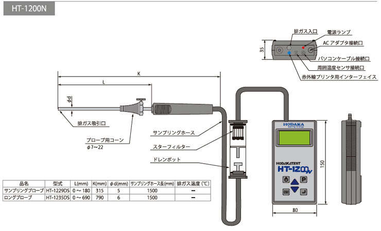 ホダカ(HODAKA) 燃焼排ガス分析計 HT-1200N/HT-1200NT(新バージョン)の