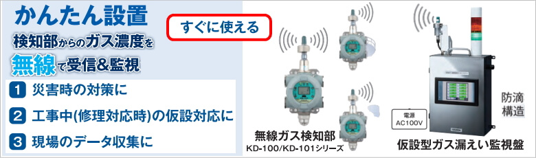 仮設型ガス漏えい監視システム VCW-100【新コスモス電機】