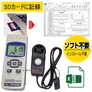 マルチ環境測定器 EM-9300SD データロガー サトテック の格安販売