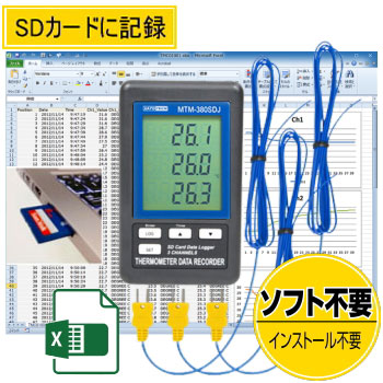 サトテック データロガー３チャンネル温度計mtm 380sd J の格安販売 株式会社佐藤商事