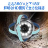横回転180°、縦回転360°のカメラヘッド