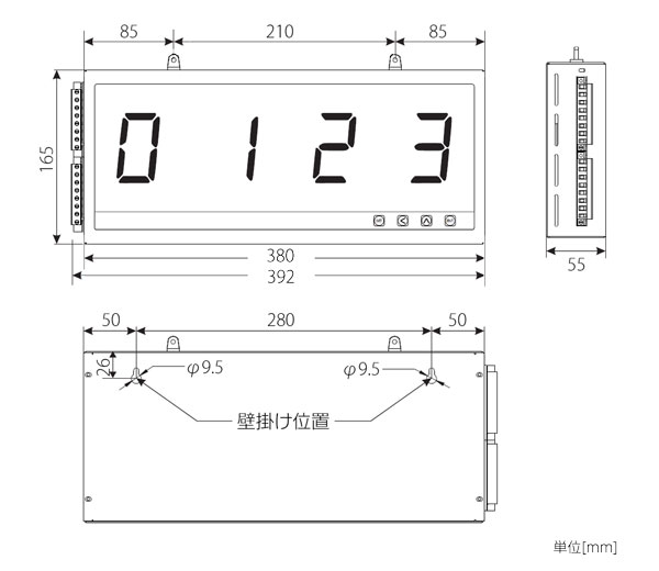 大型表示器 ST-MU-AN100R外形寸法図