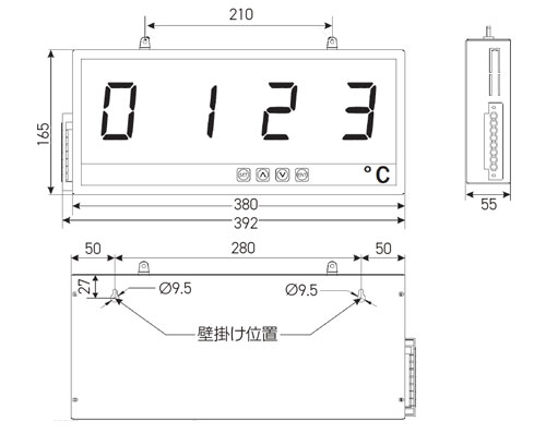 大型表示器 ST-MU-TCP100R外形寸法図