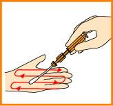ふき取り検査（ルミテスター）の手指のふき取り方
